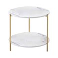 thumbnail image 1 of Abbracc Table d'Appoint de Canapé de Luxe Léger Table de Bout en Marbre Déco Petit Appartement Double Couche Blanc Rond, 1 of 9