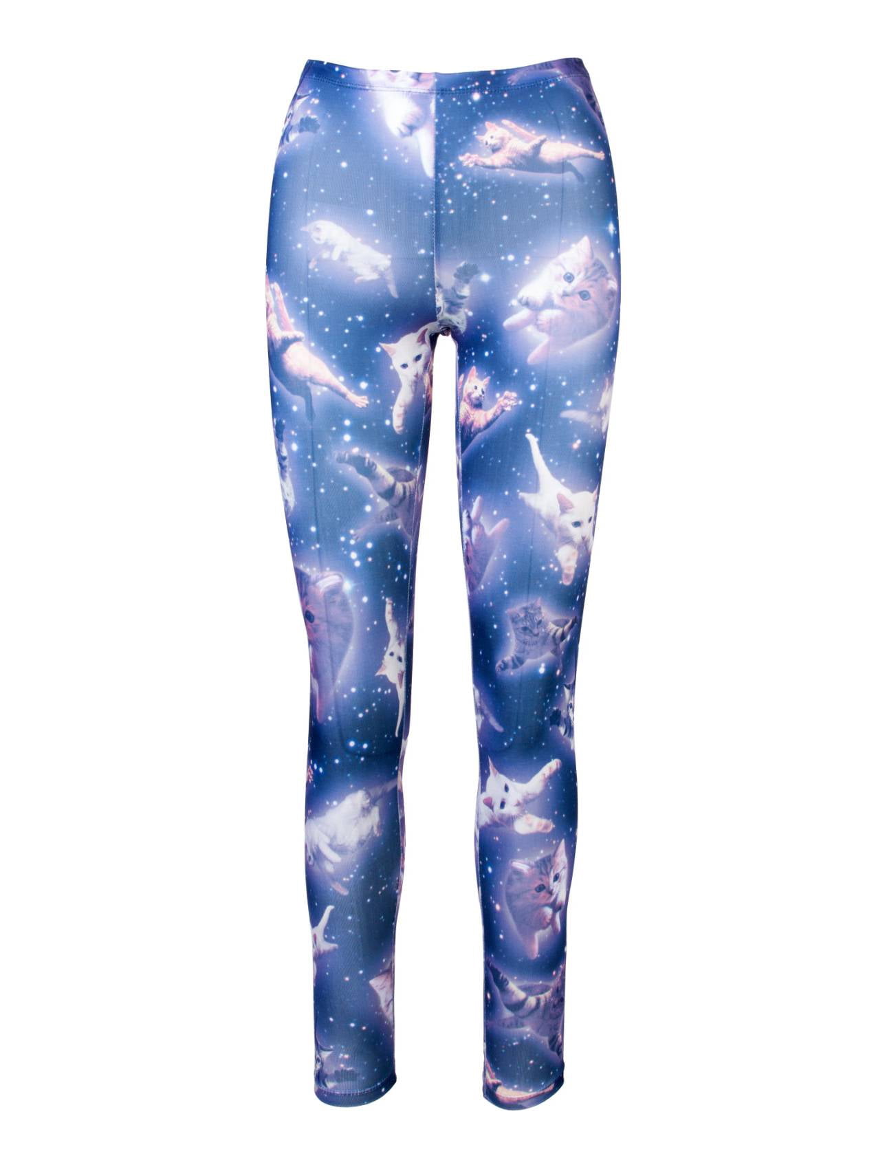Cute Space Kitten Leggings pour Femmes - Bleu Marine Minuit - Moyen