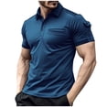 thumbnail image 2 of Fridja Gym Chemises pour Hommes Été Amusant Couleur Unie Col Rabattu Manches Courtes Performance Imprimé Chemise Boutonnée Décontractée de Jeu de Quilles Cadeaux de Festival (Bleu Foncé,m), 2 of 5
