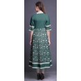 thumbnail image 4 of Bimba Robe Anarkali Imprimée à Blocs Feuilles Vertes et Fleurs Kurti Longue pour Femmes Indienne Ligne A Décontractée Haut Tunique -X-Grand, 4 of 5