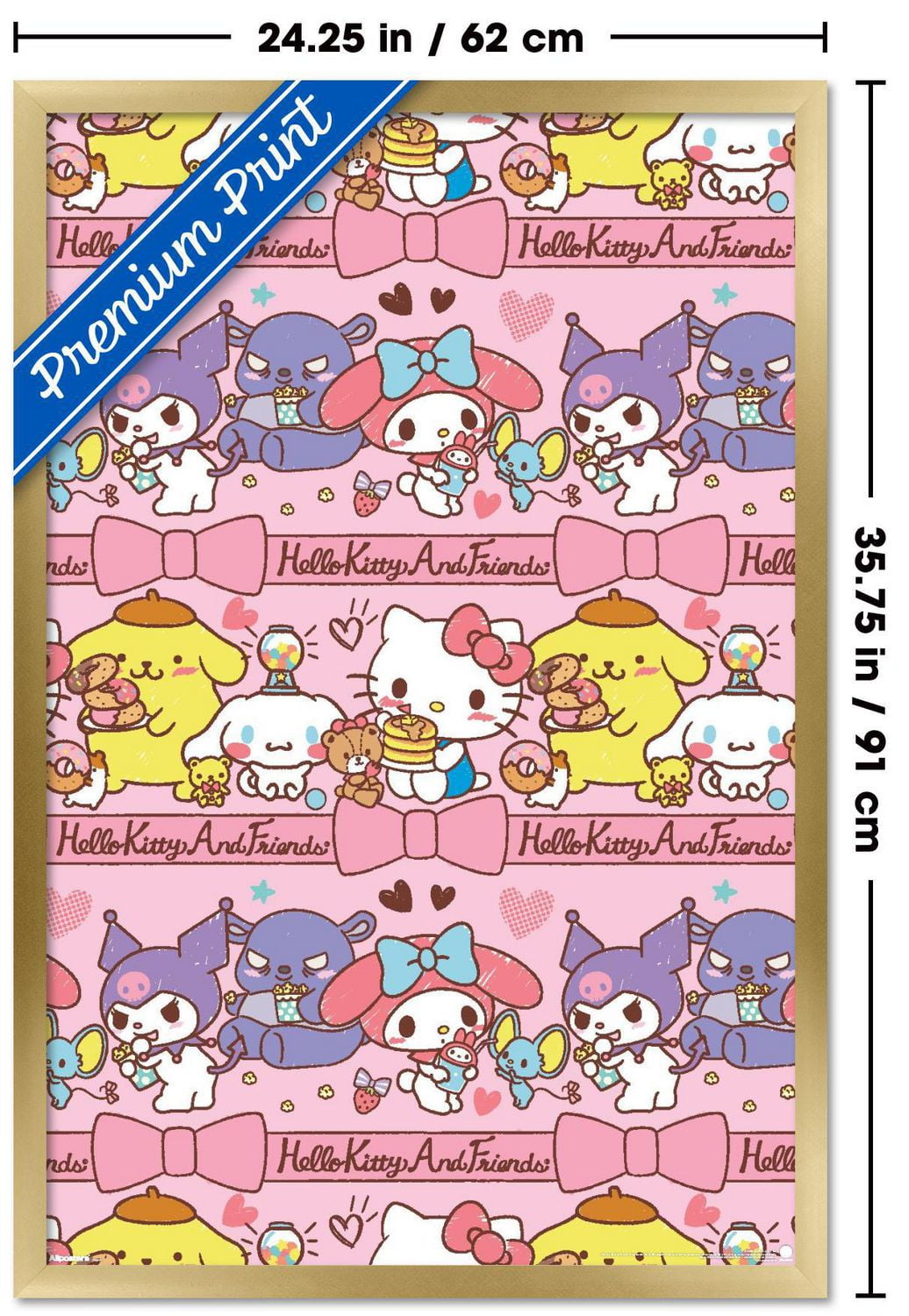 Hello Kitty and Friends: 25 Snack Time - Collage Wall Poster, 14.725" x 22.375" Framed