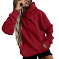 thumbnail image 2 of Women's Slim Pullover Hoodies - Artificial Short Velvet Sweaters, Long Sleeve with Pockets, Suitable for Winter and Fall, 95% Polyester, Multiple Sizes, 2 of 5