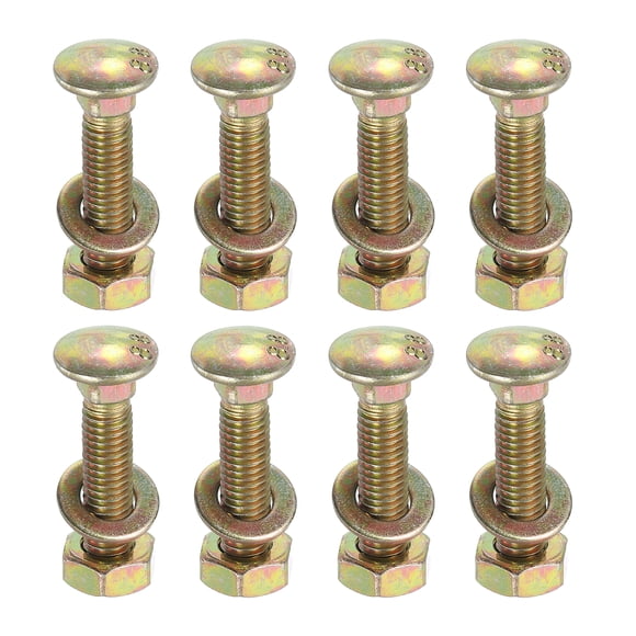M8 x 35mm Carriage Bolt Kit, 8 Set Carriage Bolts Screws Set Includes Washers and Nuts - Carbon Steel Zinc Plated