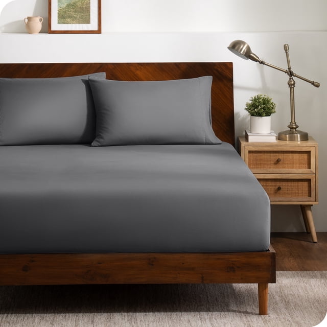 Bare Home Ultra-Soft Fitted Sheet + Pillowcase Set - Premium 1800 Collection - Deep Pocket - King, Gray