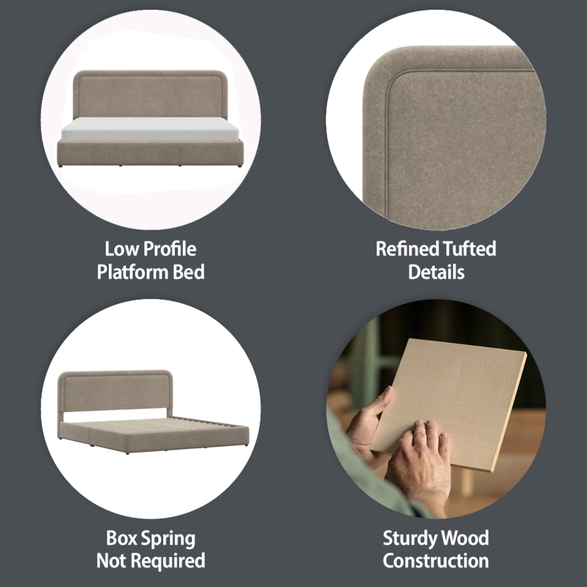 Better Homes & Gardens Juliet Queen Platform Bed, Sand
