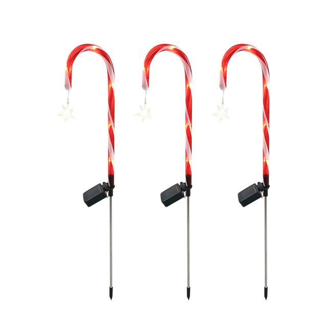 3Pcs Christmas Candy Cane Lights Outdoor Landscape Lights Christmas Stakes Light Style A