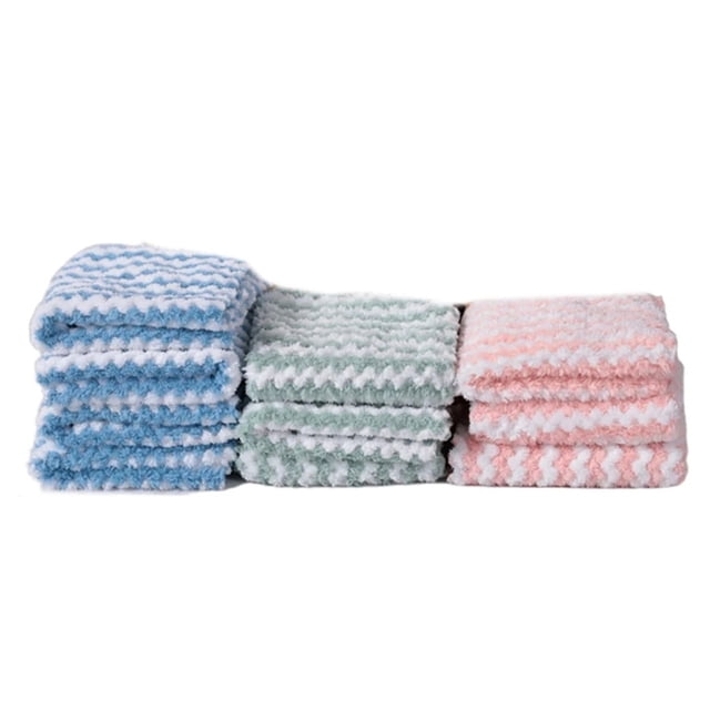 Classic Kitchen Accessories, 10 Piece Kitchen Dishcloth Set with Random Colors Highly Absorbent Cleaning Cloths Soft Dish Towels Household Washing