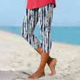 thumbnail image 2 of Pantalons Taille Élastique pour Femmes Pantalons d'Été Décontractés Taille Élastique Imprimés Pantalons de Plage Raccourcis Pantalons pour Femmes Taille Élastique, 2 of 6