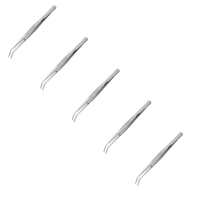 Pinces en Acier Inoxydable, Pinces Polyvalentes à Pointe Dentelée Courbée pour Machine à Coudre pour la Réparation d'Artisanat, Machine à Coudre, Outils pour Tamponner Perles Bijoux 1/2/3/4/5/6 Pcs