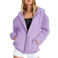 thumbnail image 2 of MeetoTime Sweat à Capuche Zippé Doublé Polaire pour Femmes Veste Décontractée à Manches Longues avec Poches, 2 of 6