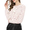 thumbnail image 2 of INSPIRE CHIC Blouse Chemise à Manches Longues à Col à Volants pour Femme de la Saint-Valentin G Blanc à Pois Rouges, 2 of 8