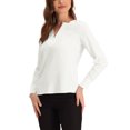 thumbnail image 4 of INSPIRE CHIC Blouse de Travail de Bureau pour Femmes à Manches Longues à Col en V Blouses TP Blanc, 4 of 6