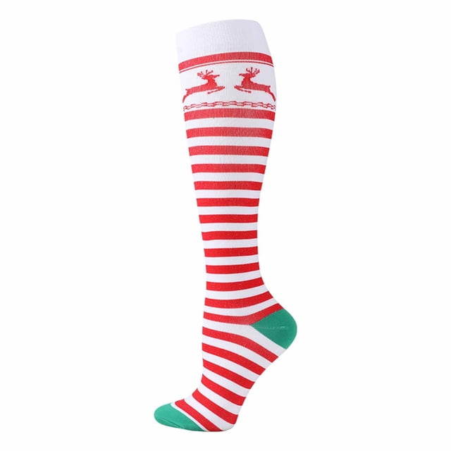 Aocisk Christmas Printed Calf Socks Long Tube Knee Socks with Compression Design Compression Socks for Support I s/m