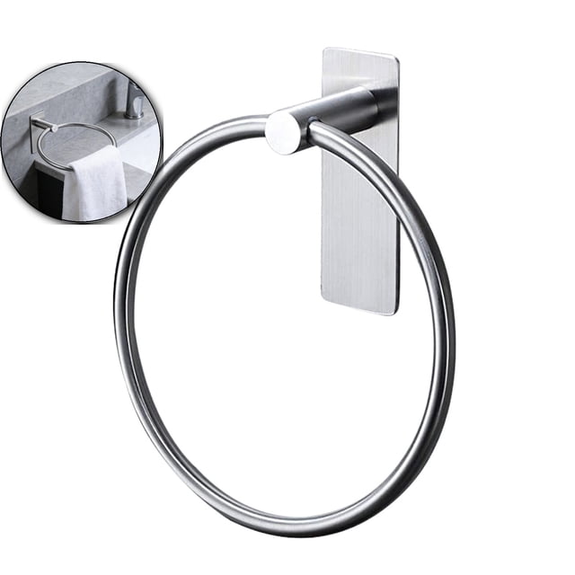 Brushed Towel Ring, Hand Towel Holder for Bathroom, Self Adhesive Hand Towel Rings for Bath, Kitchen, RV, No Drill Hole