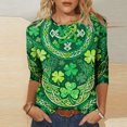 thumbnail image 1 of Mceream T-Shirt de la Saint-Patrick pour Femmes Drôle Manches 3/4 Hauts Mignons Décontractés Col Rond T-Shirts Graphiques Trèfle Imprimé Floral 2026 Hauts Chemisiers Grande Taille Vert G, 1 of 5