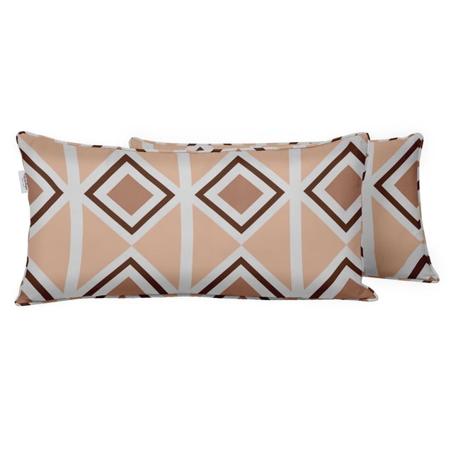 VargottamIndoor/OutdoorPolyester FabricLumbarPillowCover,All-Weather Waterproof Rectangular Cushion Case for Patio Furniture,16" x 24"Set of 2 -Geometric-80
