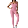 thumbnail image 1 of AherBiu Workout Bodysuits for Women Sleeveless Square Neck Ribbed Slim Yoga Jumpsuits Joggers Rompers, 1 of 6
