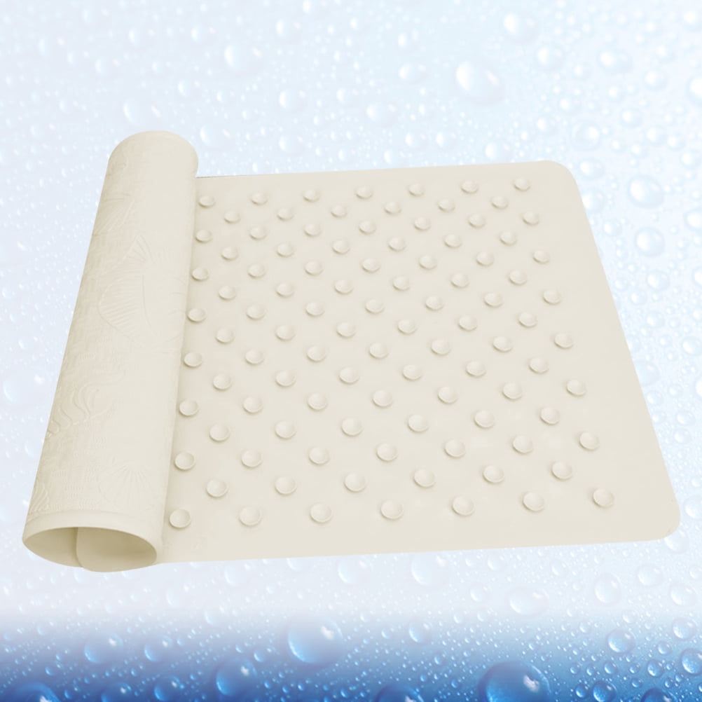 UPGRATOR 1Pc Beige Anti-Slip Bathing Mat with Suction Cups Soft Foot Pad