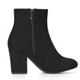 thumbnail image 3 of Bottes Cheville à Talon Bloc à Bout Rond à Fermeture Éclair Latérale pour Femmes BLISSFUL STEP Noires 6, 3 of 7