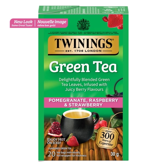 Twinings Green Tea Pomegranate, Raspberry & Strawberry Tea Bags, Sweet & Juicy, 20 Count