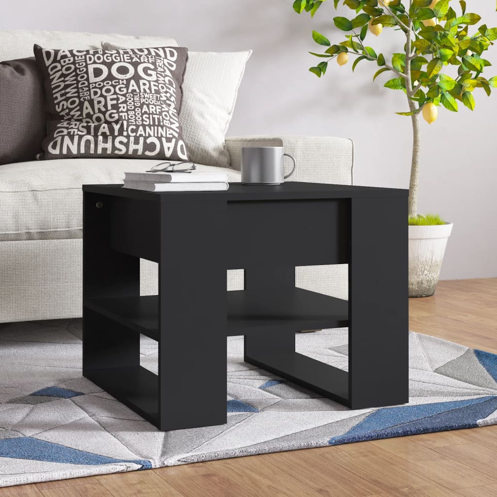 vidaXL Table Basse Noir 55,5x55x45 cm Bois Composite