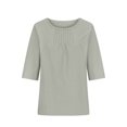 thumbnail image 4 of EQWLJWE Chemise en Coton et Lin pour Femmes, Couleur Unie, Col Rond, Manches Mi-Longues, 4 of 6
