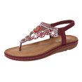thumbnail image 1 of Kcodviy Ladies Strap Flat Sandals Shower Sandals Women Summer Boho Rhinestone Dress Womens Wedge Sandal Shoes Comfort Open Toe Womens Wide Sandals Elastic Ankle Strap Strapless Sandals Roman Sandals, 1 of 8