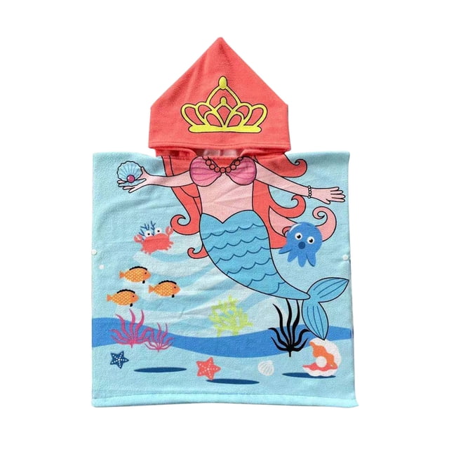 EGNMCR Rideaux, Rideaux pour Chambre Cape de Serviette de Bain pour Enfants Peignoir à Capuche pour Enfants Imprimé Serviettes de Bain de Plage Portables