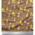 thumbnail image 1 of Soimoi Brown Modal Satin Fabric Women,Gift Box & Tree Christmas Printed Fabric 1 Yard 42 Inch Wide, 1 of 3