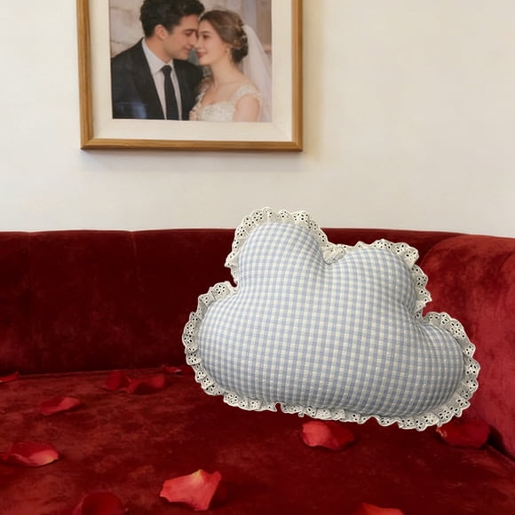 Minimalists Grids Lace Throw Pillow - Modern Decorative Cushion for Sofa & Bedroom, Soft Plush Insert with Elegant Lace Trims, JKODE