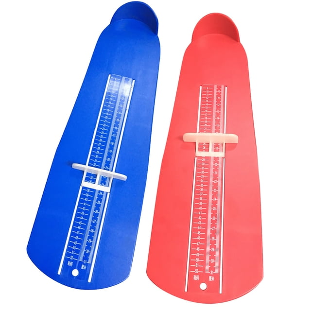 MasteelfCA 1 Set 2Pcs Foot Sizer Foot Ruler Feet Measure Device Shoe Sizer Foot Width Length Measuring Device Shoe Size Measure Gauge For Adults Kids Buying Shoes (Red Blue)