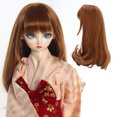 thumbnail image 4 of Long Fake Hair, High Temperature Wire Mesh  Design  Elasticity Toy Doll  Natural And Fit With Neat Bangs For 21-24cm Simulation Dolls Light Brown, 4 of 8