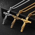 thumbnail image 2 of Mens Silver Stainless Steel Jesus Christ Crucifix Cross Pendant Necklace Chain, 2 of 6