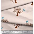 thumbnail image 2 of Soimoi Tissu Georgette Viscose Imprimé Oiseau & Arbre par Yard 42 Pouces de Large, 2 of 3