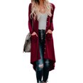 thumbnail image 1 of Women's Light Gray/Gray/Khaki/Apricot/Red Selected Button Down Pocketed High Low Cardigan, 1 of 12