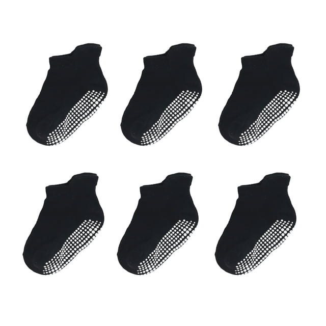 6 Pcs Bas pour Enfants avec Bonne Élasticité Confortables à Porter Style Simple Bonne Fabrication Noir 8-10