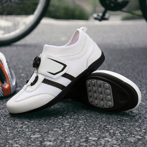 Huadaliy Chaussures de Vélo Unisexes Antidérapantes Confortables Chaussures de Route pour Hommes Femmes (Blanc 42)