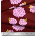 thumbnail image 3 of Soimoi Red Moss Georgette Fabric Insect & Floral Artistic Printed Fabric 1 Yard 42 Inch Wide, 3 of 3