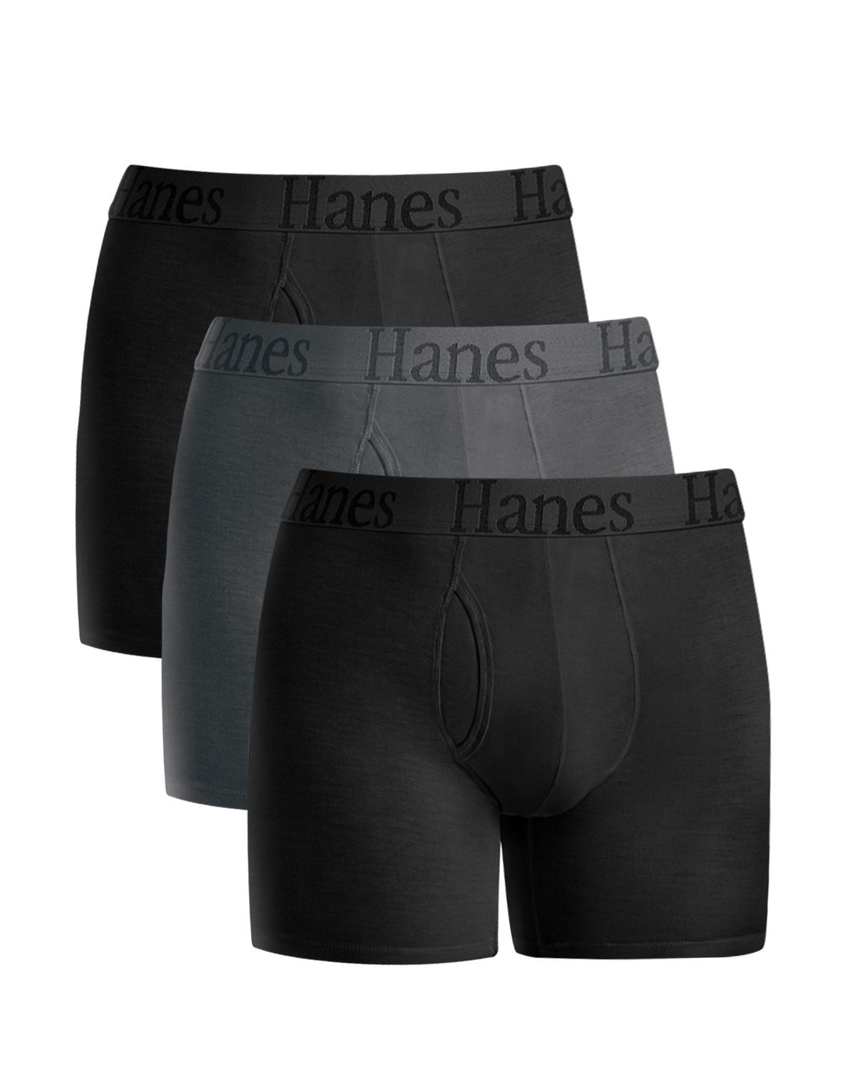 Hanes Originals Men's SuperSoft Boxer Brief Underwear, Total Support Pouch, Black, 3-Pack