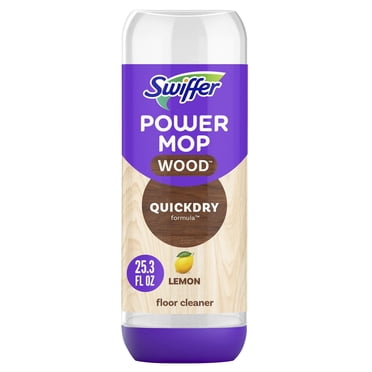 Swiffer Power Mop Wood Refill Solution, QuickDry Hardwood Floor Cleaner, Lemon Scent, 750 mL