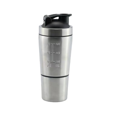 Stainless Steel Vacuum Insulated Protein Shaker Bottle for Gym - Leakproof One-Click Lid - BPA-Free