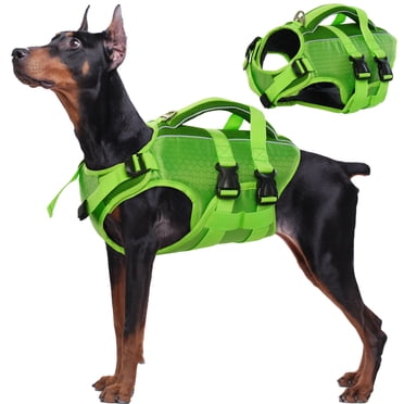 Kuoser Dog Life Jacket, Reflective and Adjustable Dog Life Vest for Small Medium Large Dogs Green, L