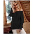 thumbnail image 2 of Chandail en Tricot à Épaules Dénudées à Manches Longues pour Femme, Coupe Ample, Uni, 2 of 6