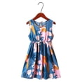 thumbnail image 3 of aDJFDGT Robes Petites Filles Filles Tout-Petits Enfants Col Rond Été Sans Manches Décontracté Plage Imprimés Floraux Robe de Fête, 3 of 3