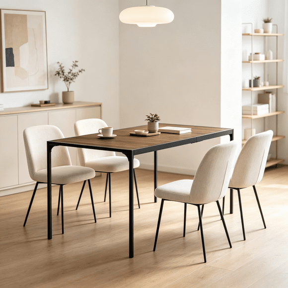 Homy Casa Table à manger industrielle moderne pour 4, table de cuisine espresso de 47,2 po avec pieds en métal