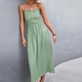 thumbnail image 3 of XZNGL Long Summer Dress for Women Summer Suspender Sling Dress Button Solid Casual Long Dress Casual Summer Dress for Women Long Dress for Women Summer Casual Dress for Women Summer, 3 of 7