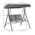 thumbnail image 3 of Outsunny 2-Seat Patio Swing Chair, Outdoor Porch Swing Glider, Dark Grey, 3 of 10