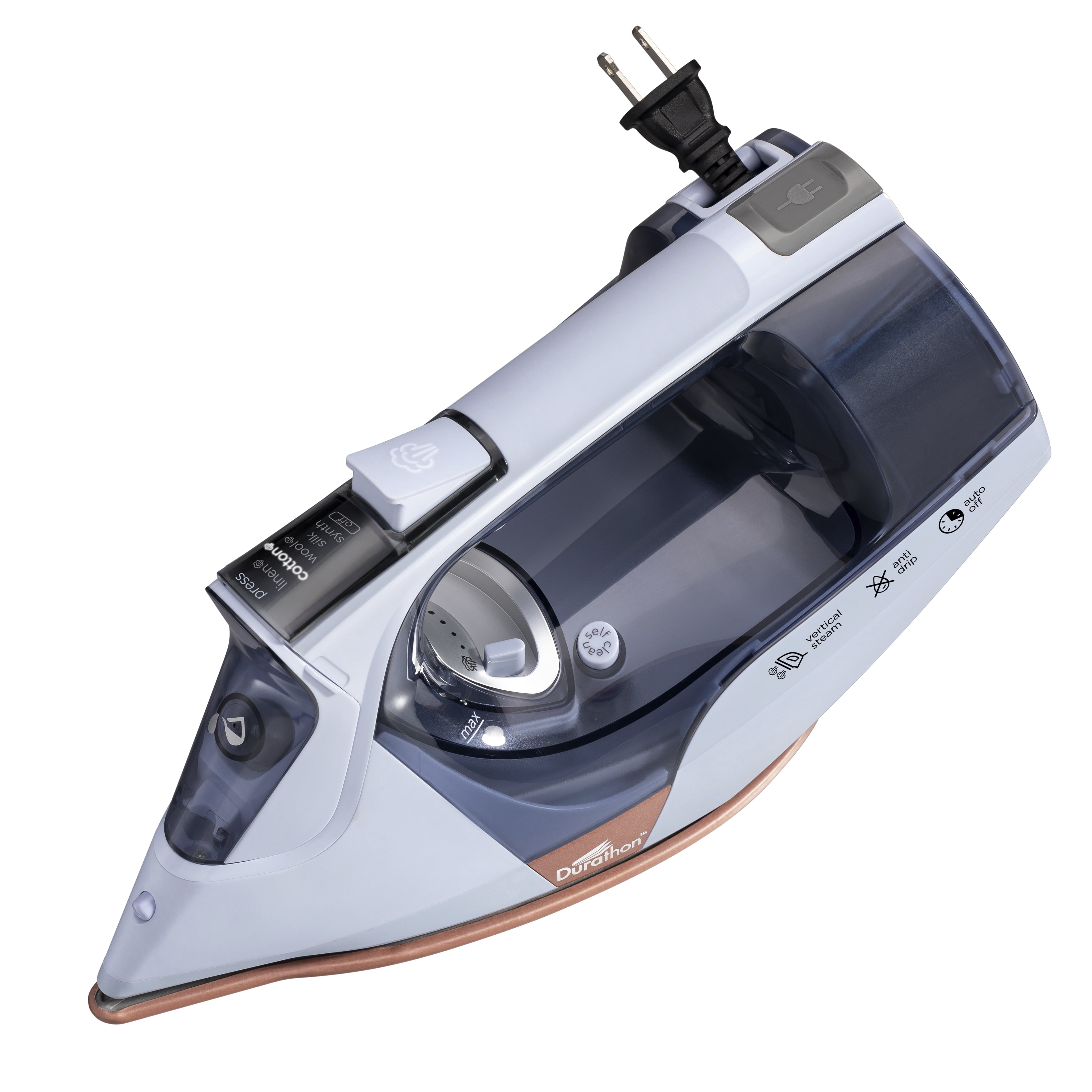 Hamilton Beach Durathon Digital Steam Iron, Nonstick Soleplate, Retractable Cord, Light Blue, 19510-CA