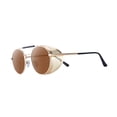 thumbnail image 2 of Retro Round Steampunk Sunglasses Metal Frame Side for Men Women Light Brown Lens, 2 of 7