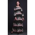 thumbnail image 2 of Bimba Moss Georgette Ranunculus & Chrysanthemum Floral Printed Womens Long Sleeve MaxiDressElastic Waist Gown-Small, 2 of 5
